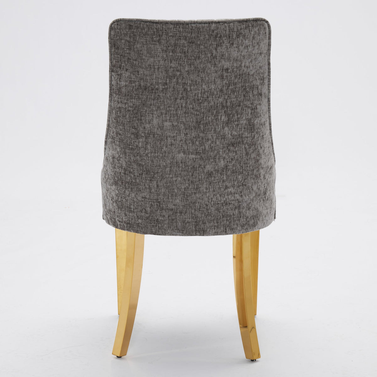 Set of Two Gray And Gold Chenille And Stainless Steel Dining Side Chairs