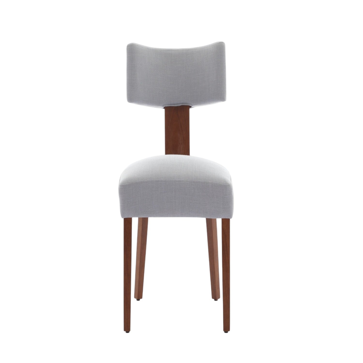 Set of Two Gray And Brown Linen And Solid Wood Dining Side Chairs
