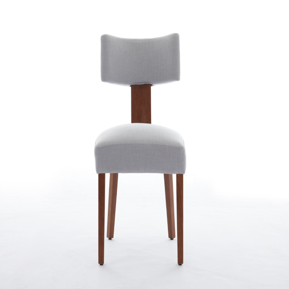 Set of Two Gray And Brown Linen And Solid Wood Dining Side Chairs