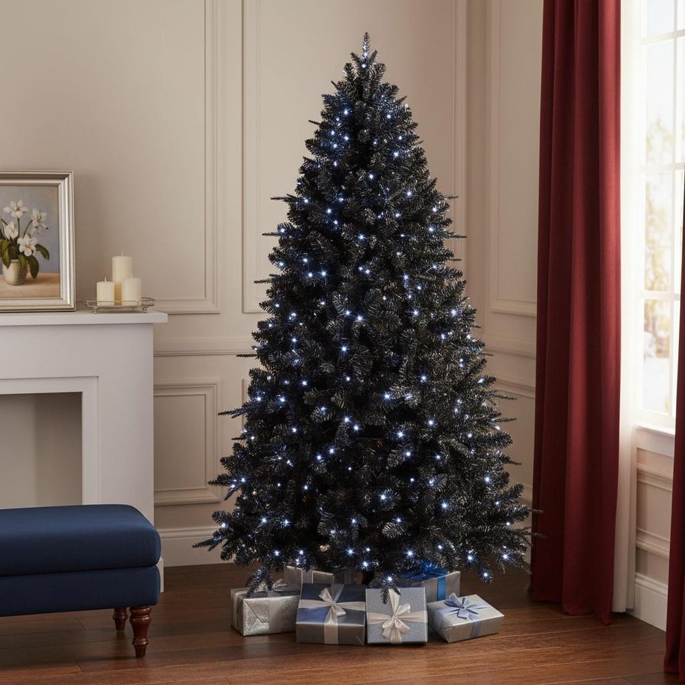 5' Black Pre Lit Full Spruce Christmas Tree