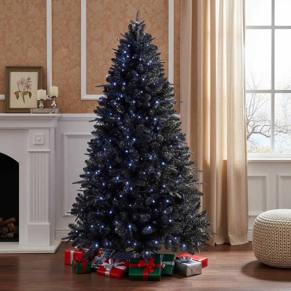 5' Black Pre Lit Full Spruce Christmas Tree