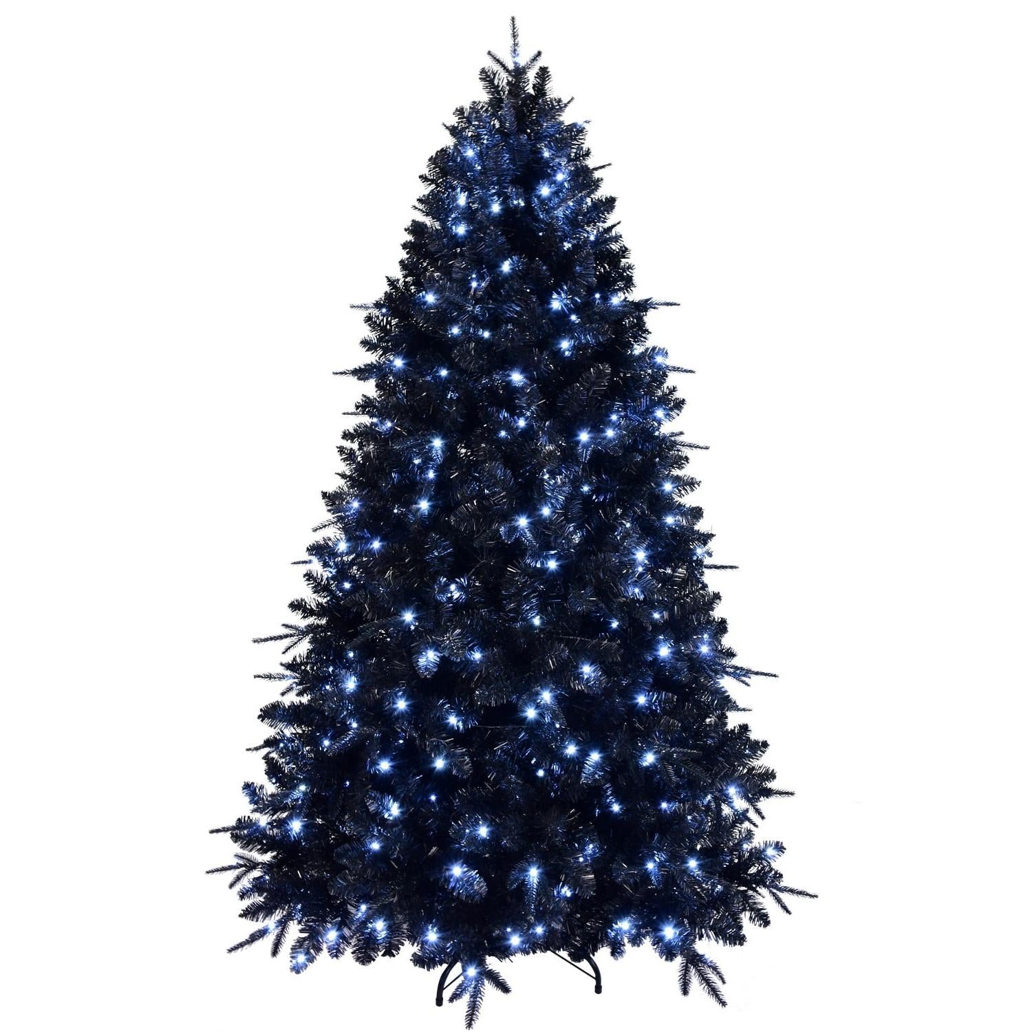 7.5' Black Pre Lit Full Spruce Christmas Tree
