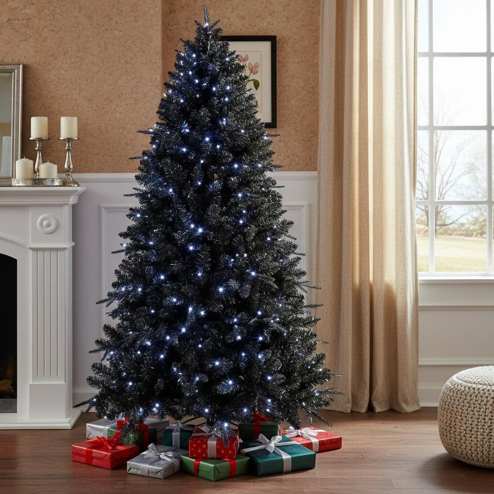 5' Black Pre Lit Full Spruce Christmas Tree