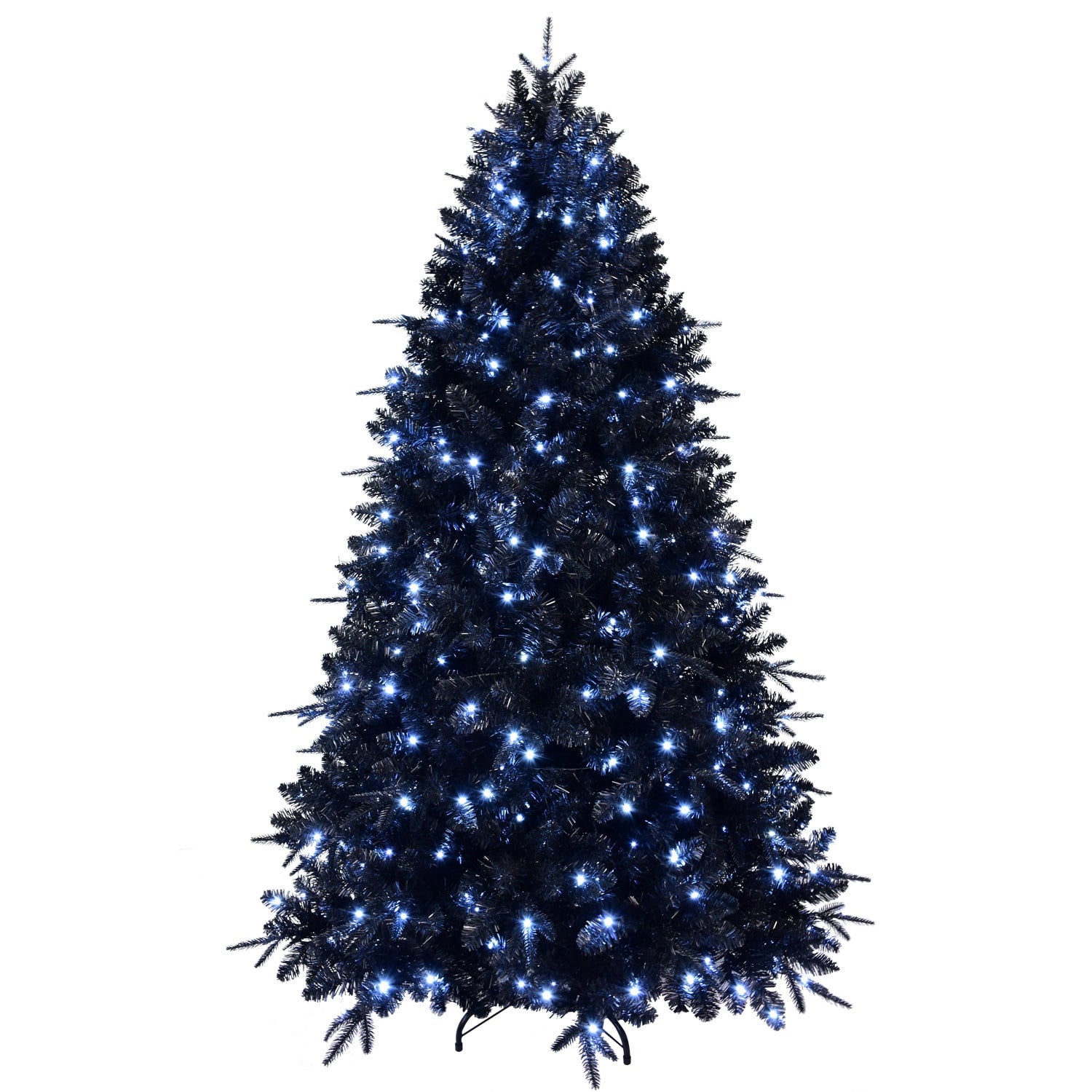 8' Black Pre Lit Full Spruce Christmas Tree