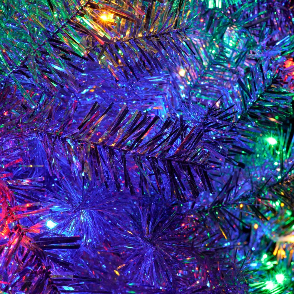 6' Silver Pre Lit Full Tinsel Christmas Tree