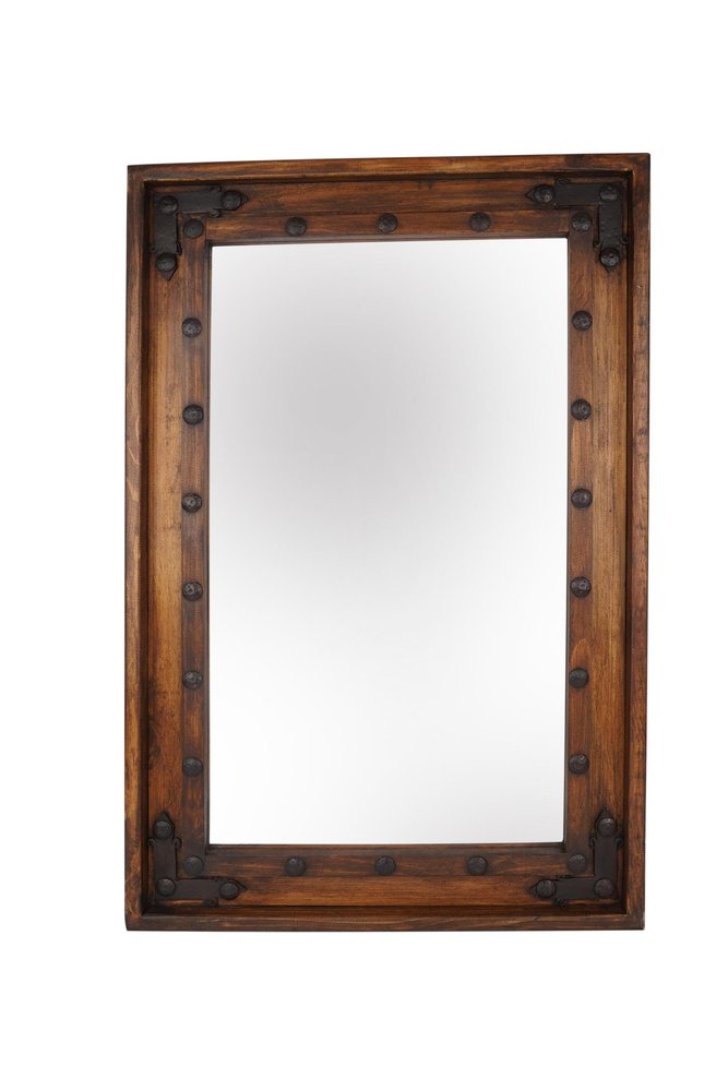 35" Brown Solid Wood Rustic Framed Accent Mirror
