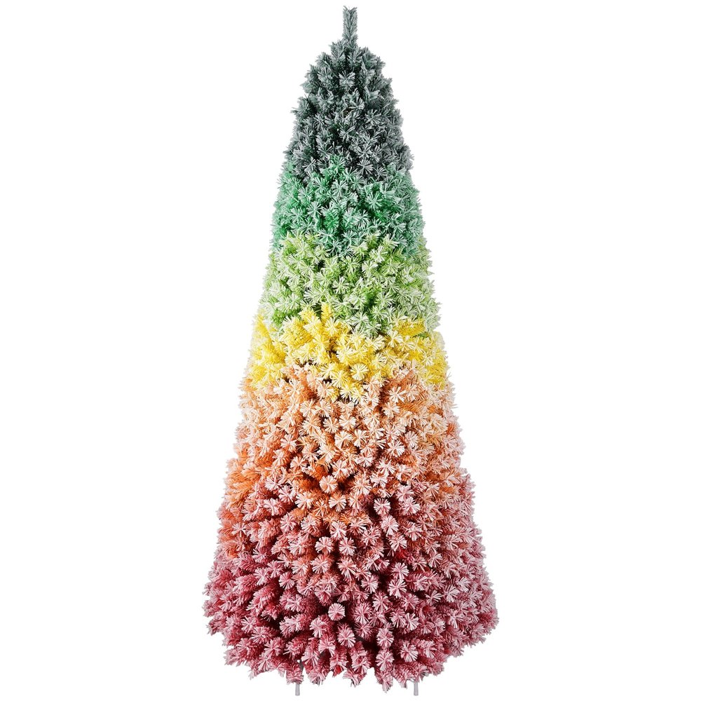 6' Forest Green Light Pink And Light Yellow Full Spruce Christmas Tree