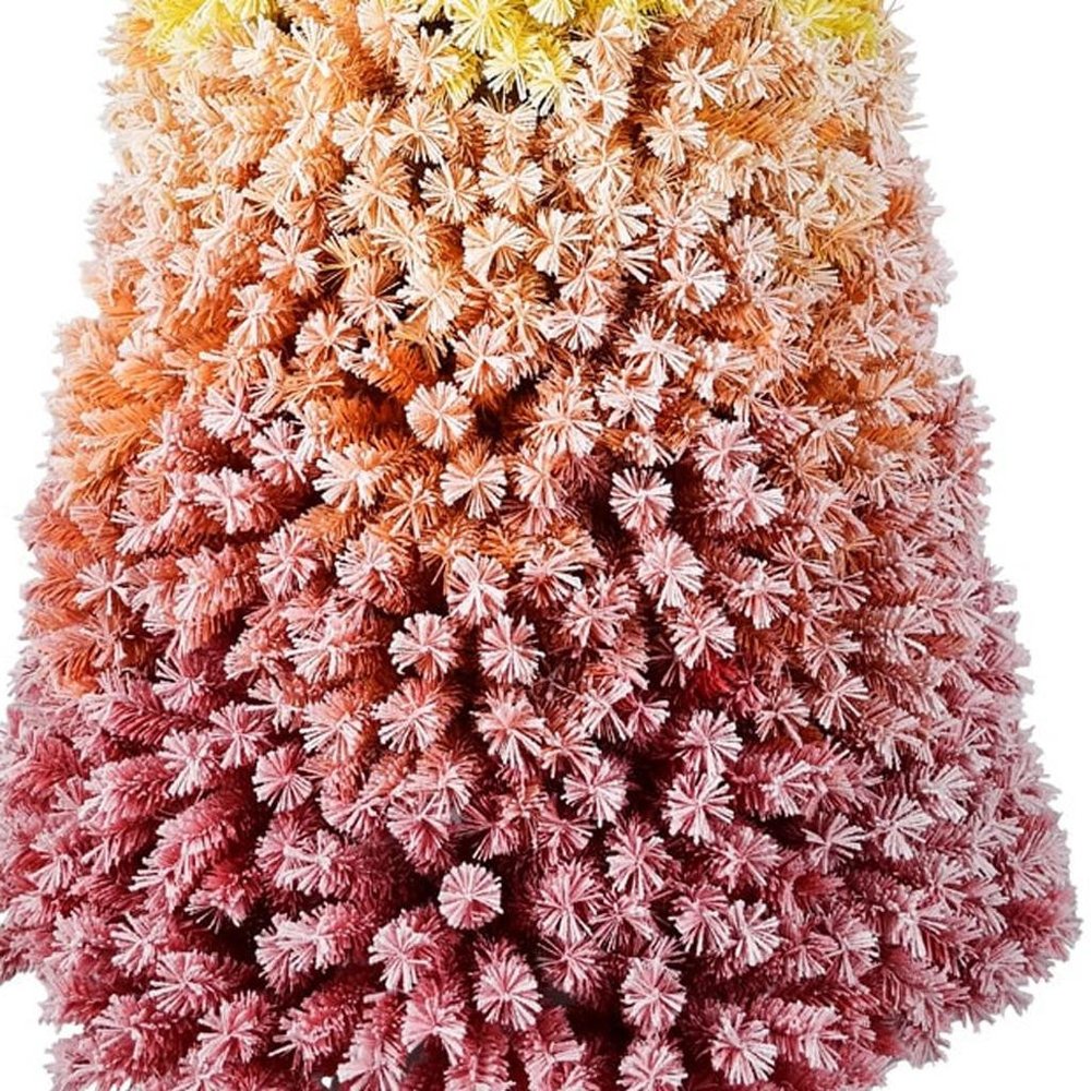 6' Forest Green Light Pink And Light Yellow Full Spruce Christmas Tree