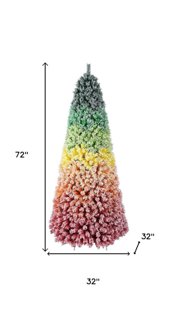 6' Forest Green Light Pink And Light Yellow Full Spruce Christmas Tree