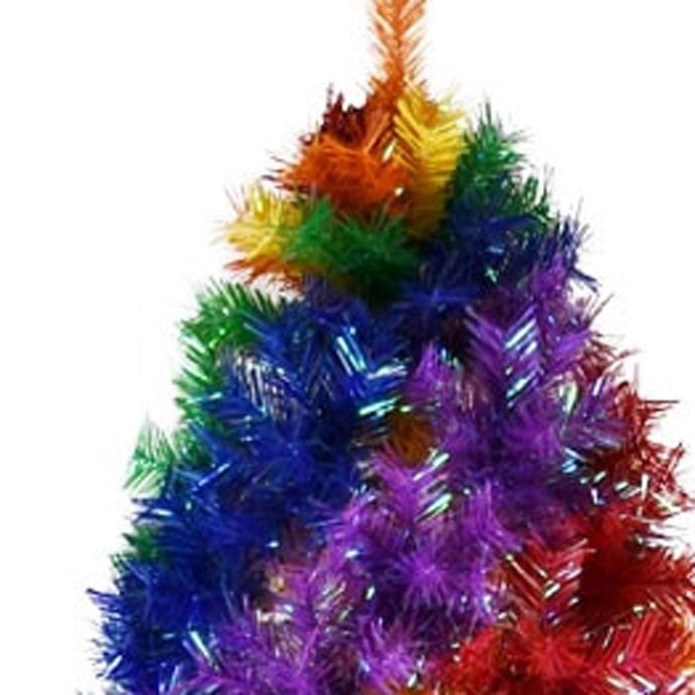 6' Blue Forest Green Purple Red And Yellow Full Frosted Spruce Christmas Tree