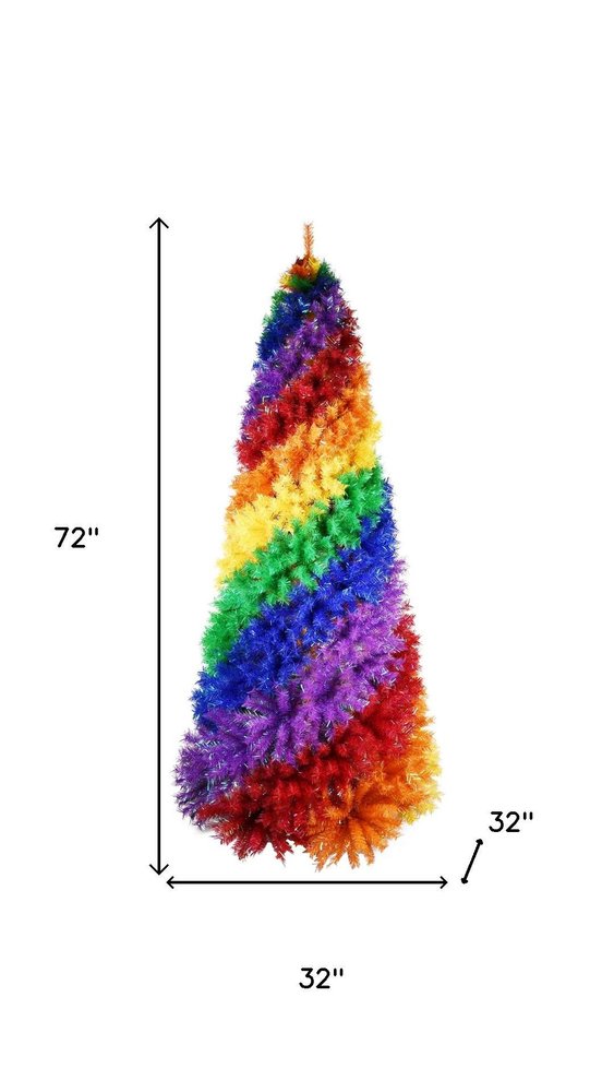 6' Blue Forest Green Purple Red And Yellow Full Frosted Spruce Christmas Tree
