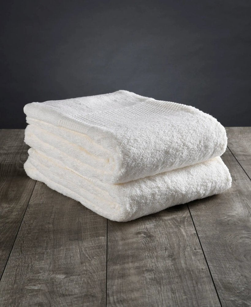 Set of Two White Cotton 30" X 54" Quick Dry Terry Cloth Bath Towels
