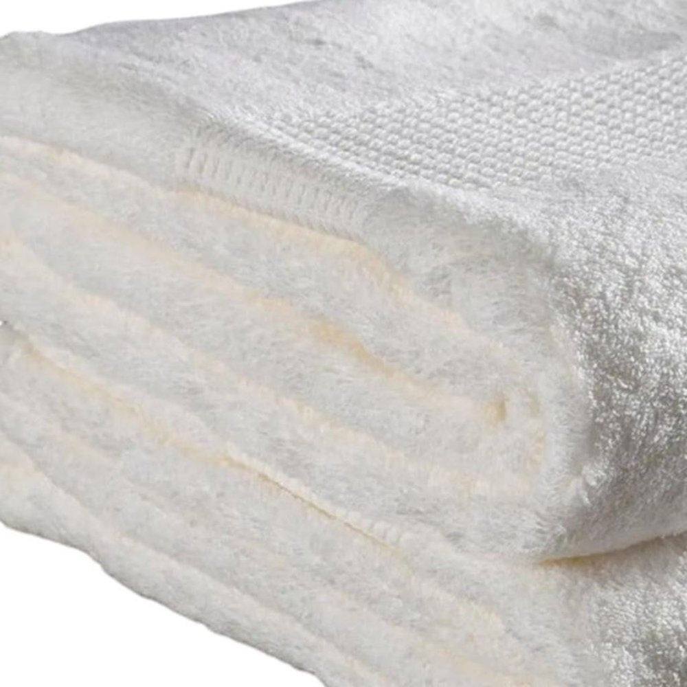 Set of Two White Turkish Cotton 13" X 13" Quick Dry Terry Cloth Washcloths