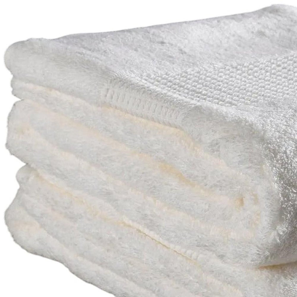 Set of Two White Cotton 16" X 30" Quick Dry Terry Cloth Hand Towels