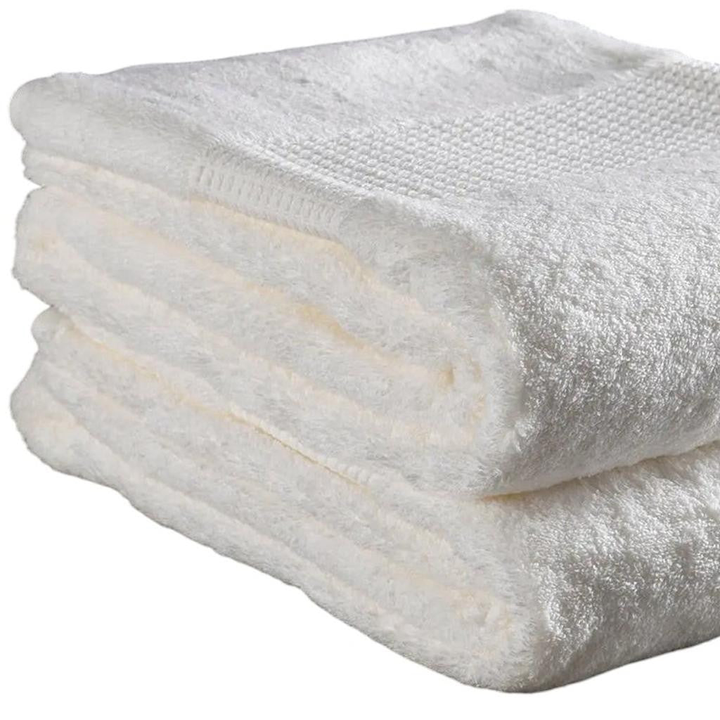 Set of Two Ivory Cotton 16" X 30" Quick Dry Terry Cloth Hand Towels