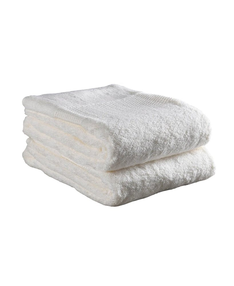 Set of Two White Cotton 30" X 54" Quick Dry Terry Cloth Bath Towels