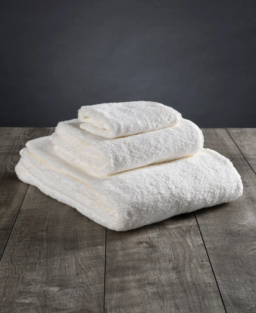 Set of Three White Cotton Quick Dry Terry Cloth Towels