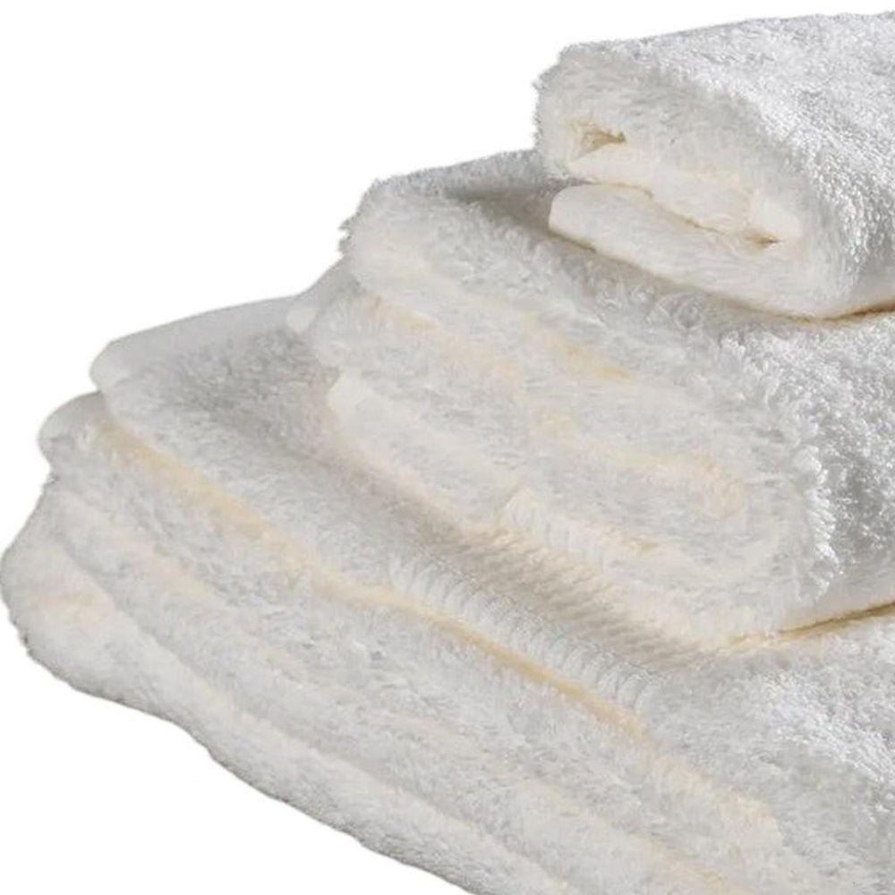 Set of Three White Cotton Quick Dry Terry Cloth Towels