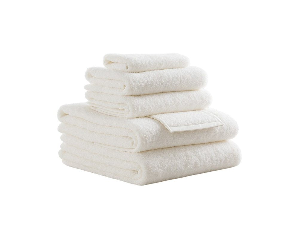 Set of Six White Cotton Quick Dry Terry Cloth Towels