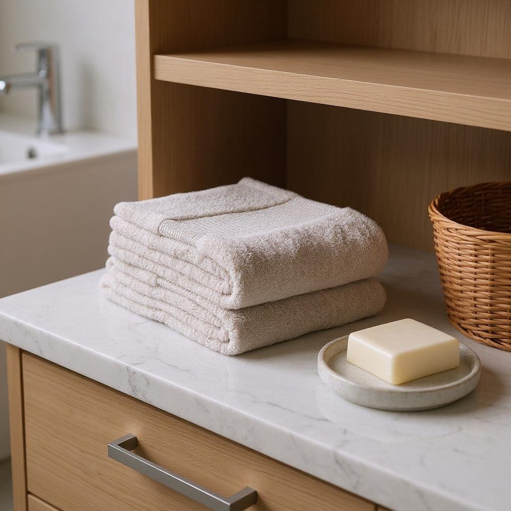 Set of Two White Cotton 16" X 30" Quick Dry Terry Cloth Hand Towels
