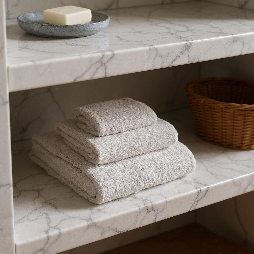 Set of Three White Cotton Quick Dry Terry Cloth Towels
