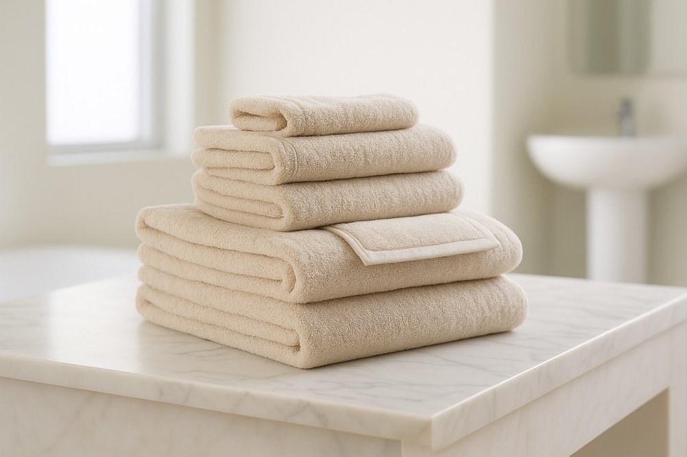 Set of Six White Cotton Quick Dry Terry Cloth Towels