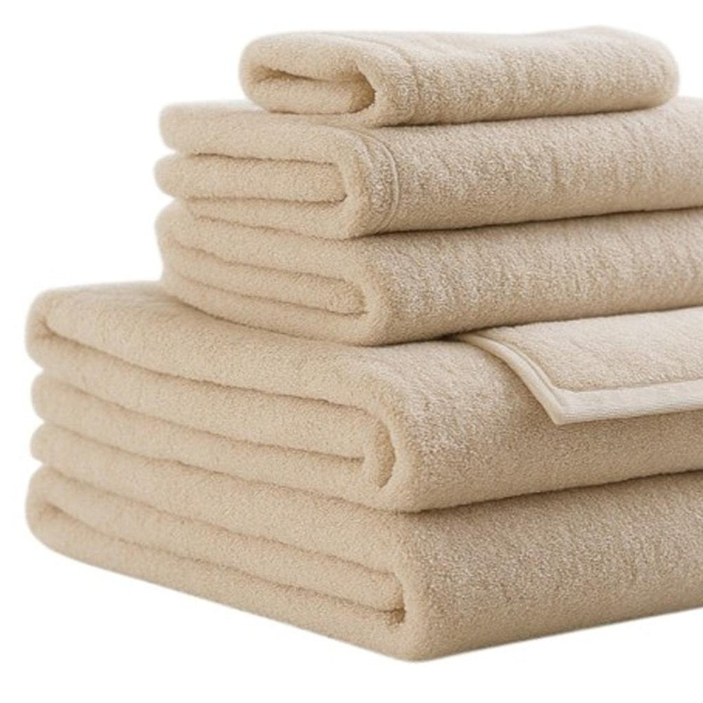 Set of Six White Cotton Quick Dry Terry Cloth Towels