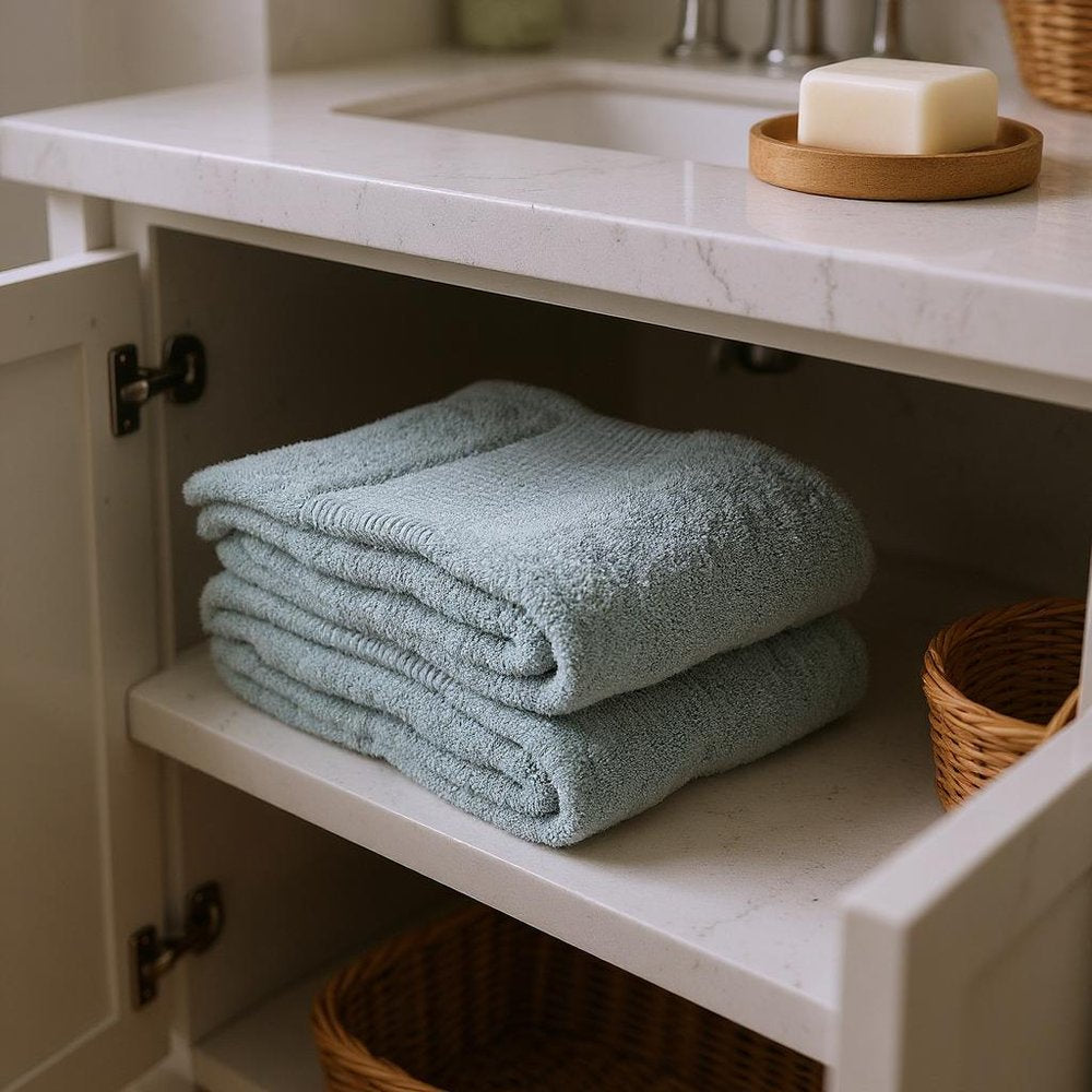 Set of Two White Cotton 16" X 30" Quick Dry Terry Cloth Hand Towels
