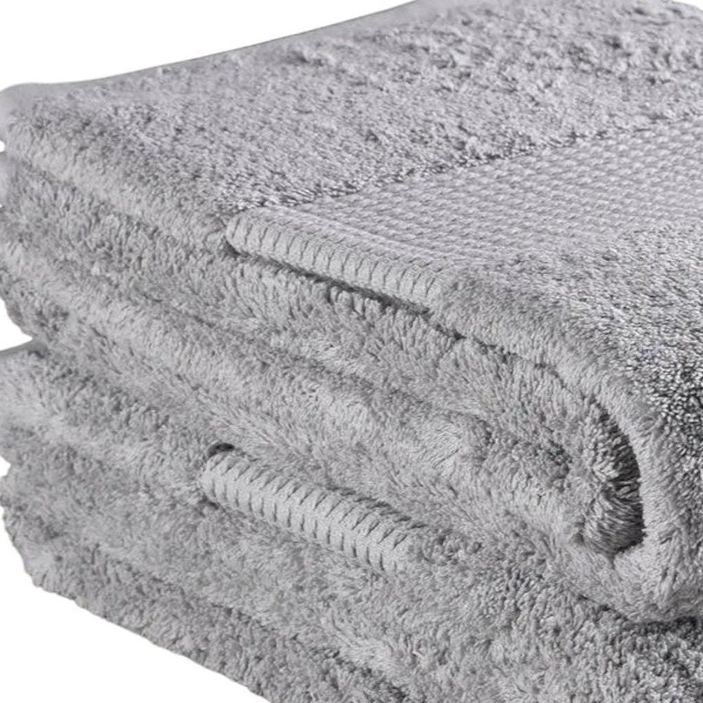 Set of Two Light Gray Cotton 13" X 13" Quick Dry Terry Cloth Washcloths