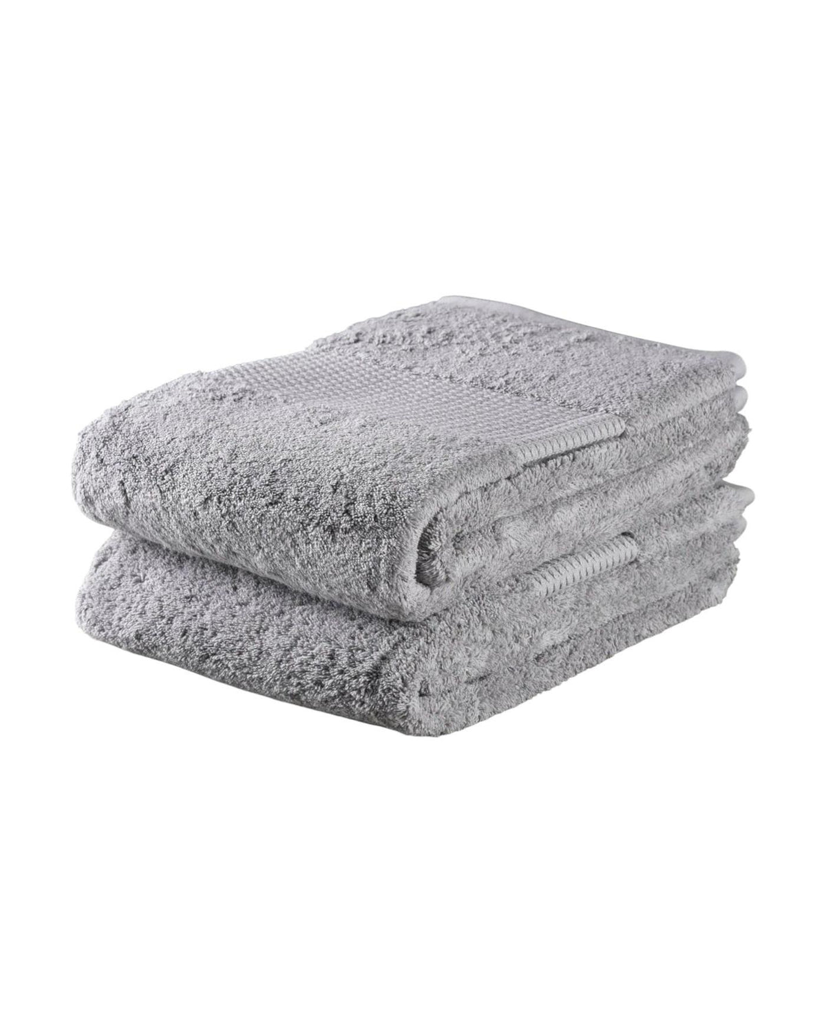 Set of Two Light Gray Cotton 16" X 30" Quick Dry Terry Cloth Hand Towels