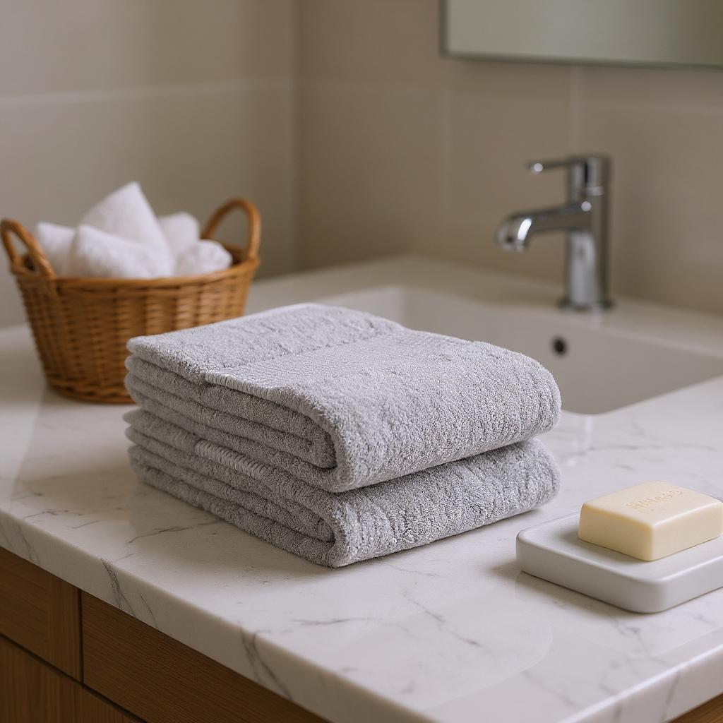 Light Gray Cotton 36" X 72" Quick Dry Terry Cloth Bath Sheet