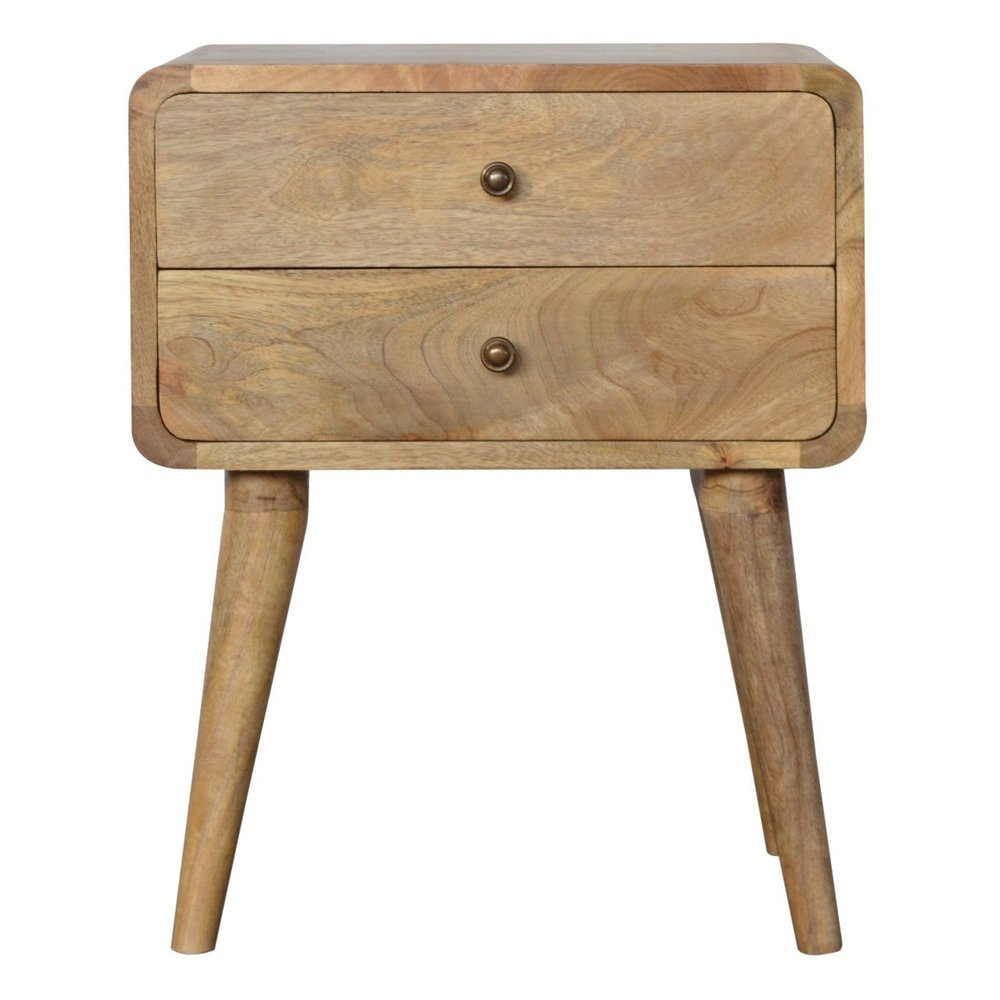 22" Oak Solid Wood Two Drawer Nightstand