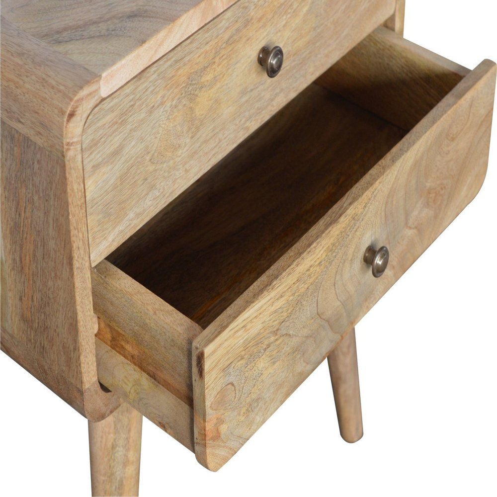22" Oak Solid Wood Two Drawer Nightstand