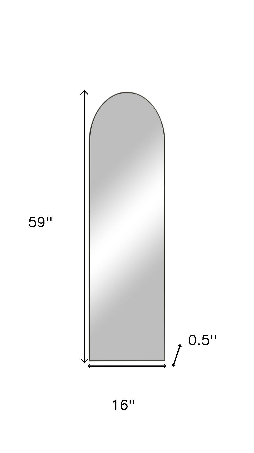 59" Black Aluminum Arch Freestanding Or Wall Mount Framed Full Length Mirror