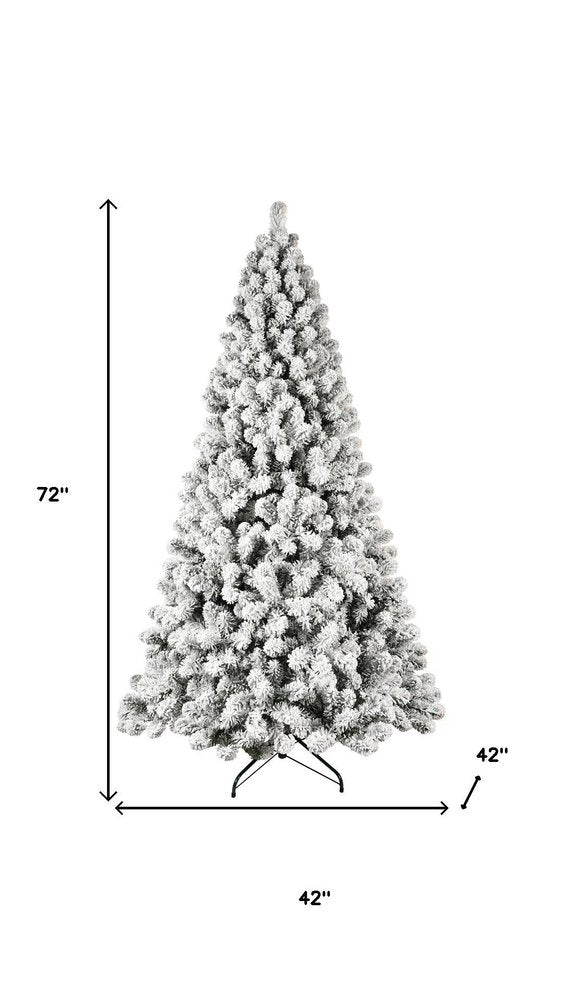 6' Pre Lit Full Flocked Spruce Christmas Tree