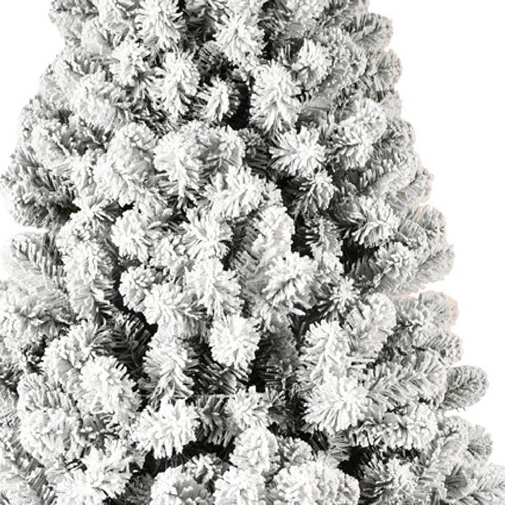6' Pre Lit Full Flocked Spruce Christmas Tree