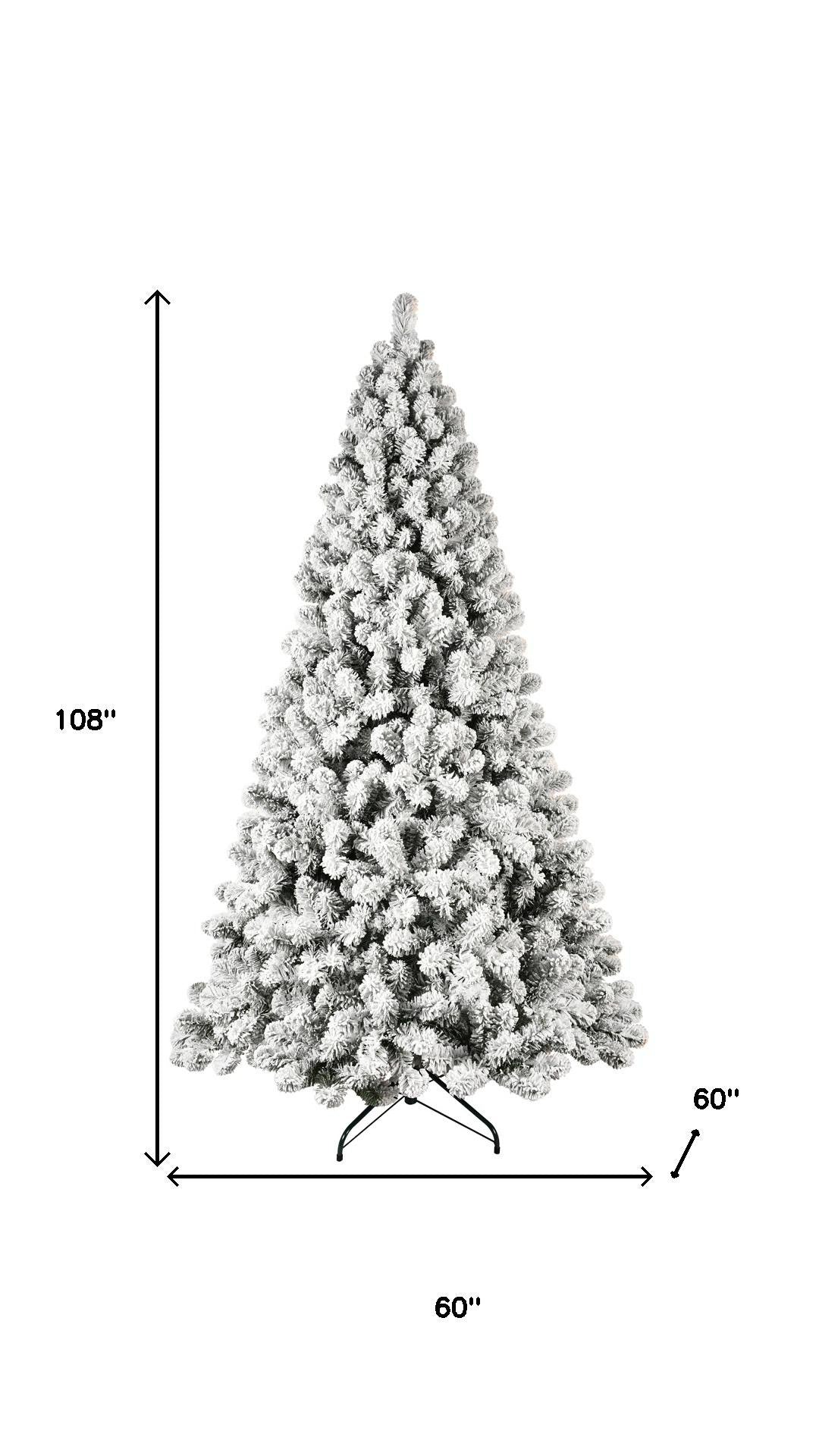 9' Pre Lit Full Flocked Spruce Christmas Tree
