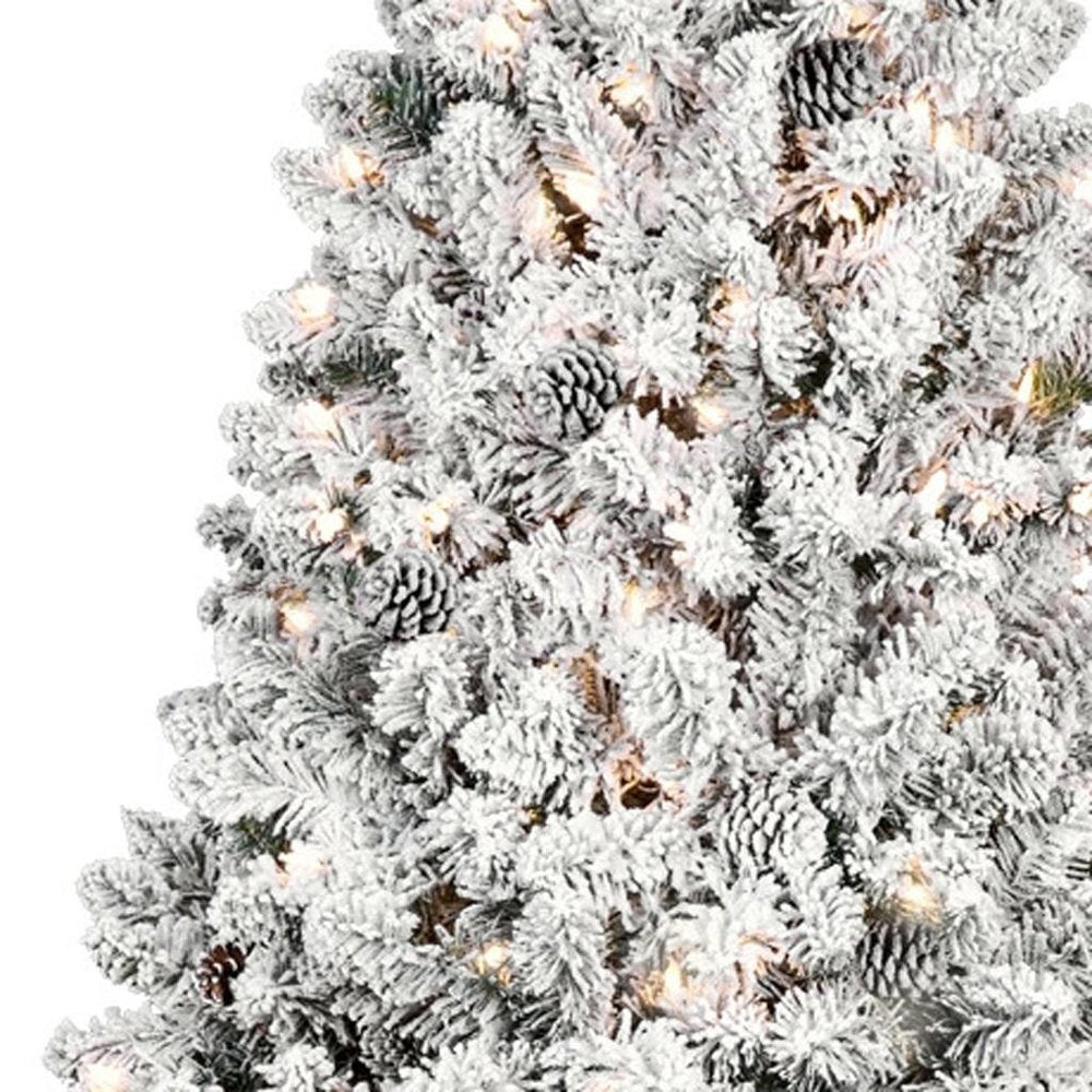 4' Pre Lit Full Flocked Spruce Christmas Tree
