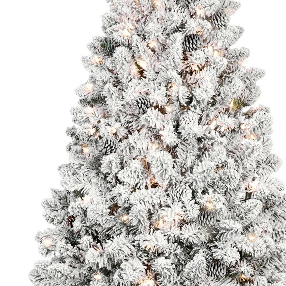 4' Pre Lit Full Flocked Spruce Christmas Tree