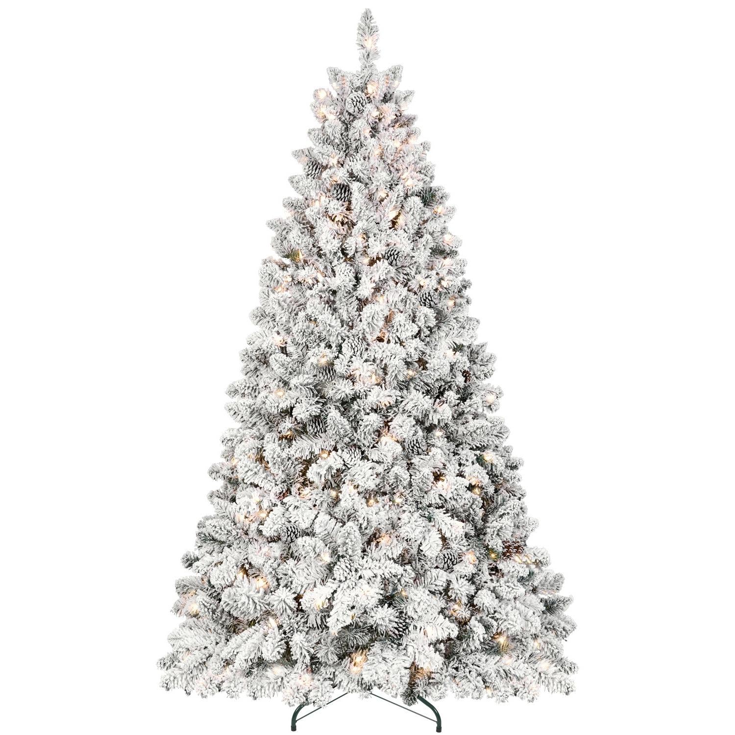4.5' Pre Lit Full Flocked Spruce Christmas Tree