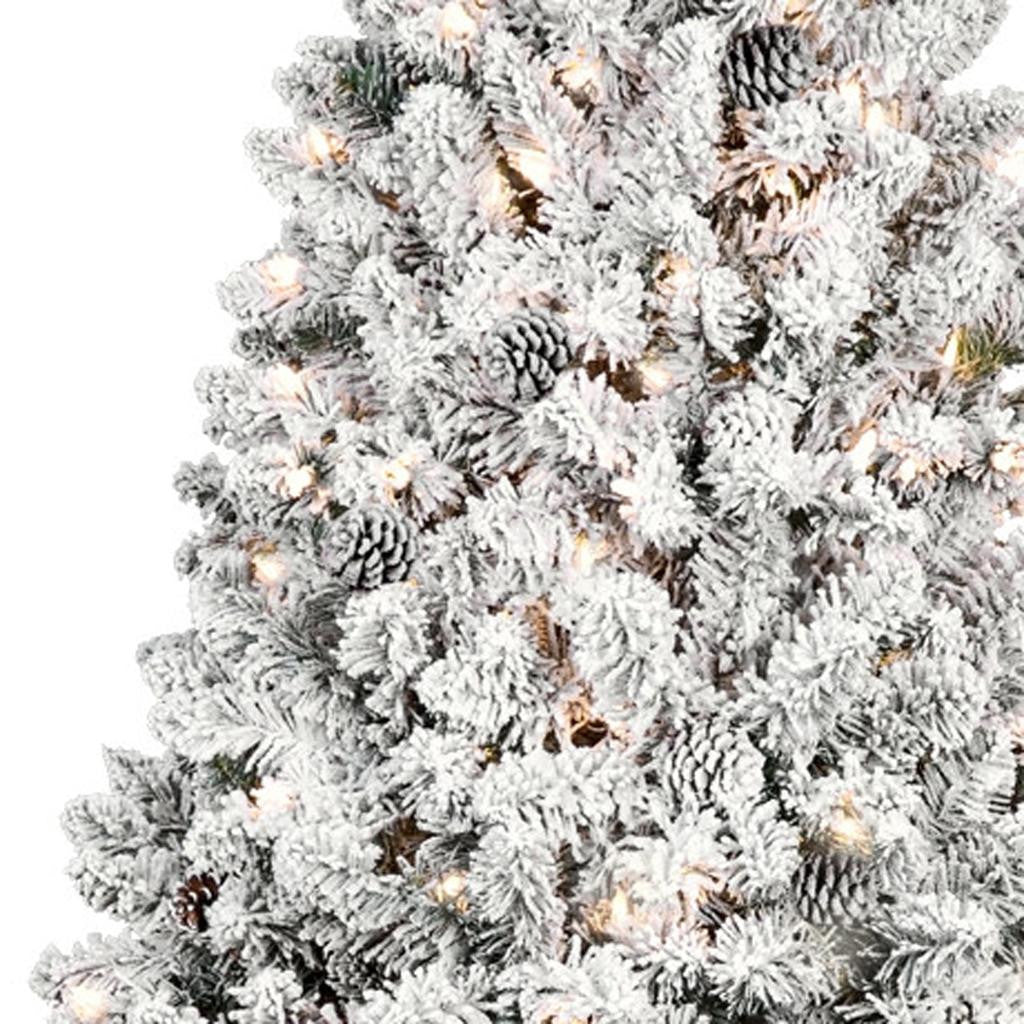 4.5' Pre Lit Full Flocked Spruce Christmas Tree
