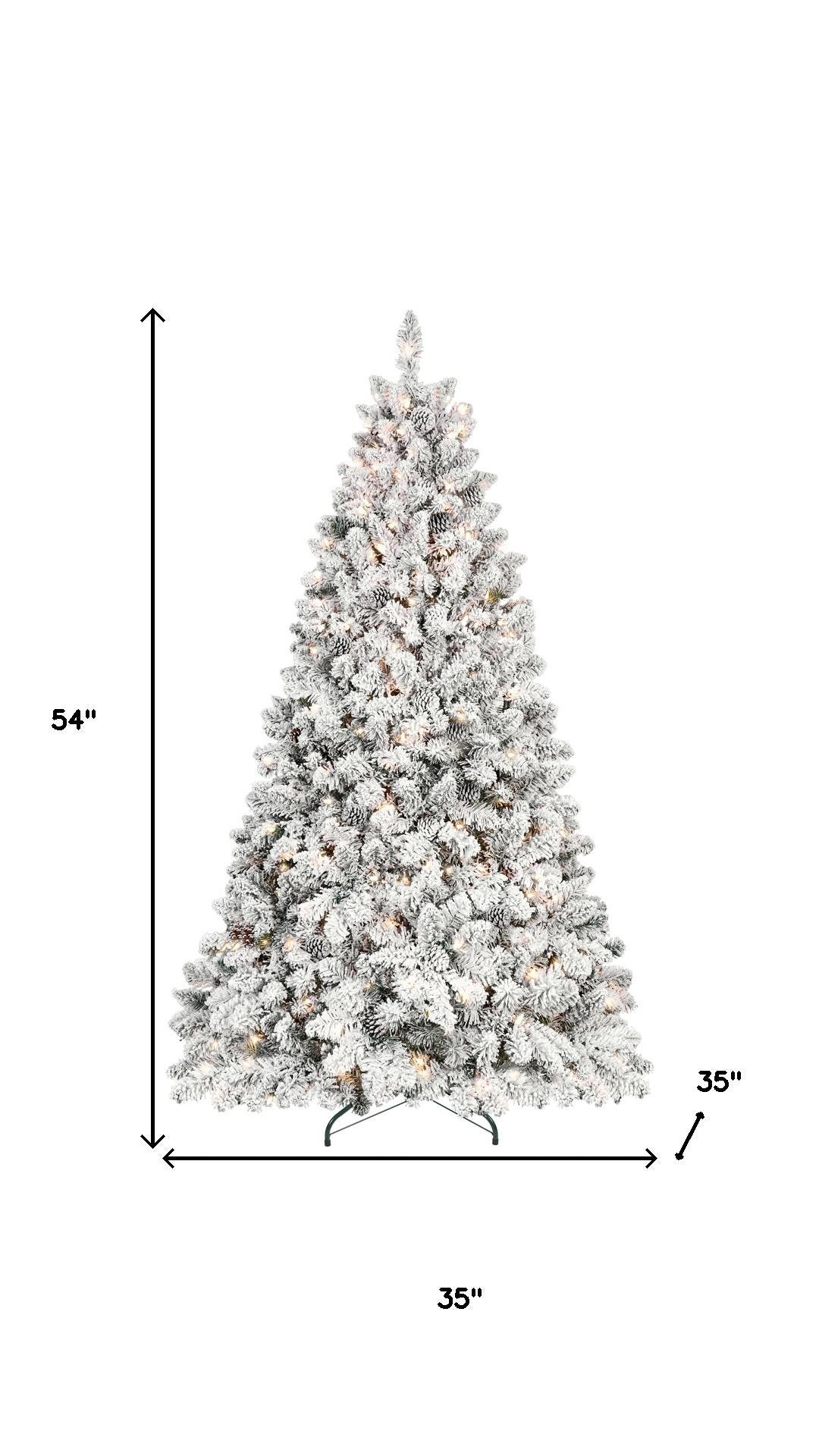 4.5' Pre Lit Full Flocked Spruce Christmas Tree