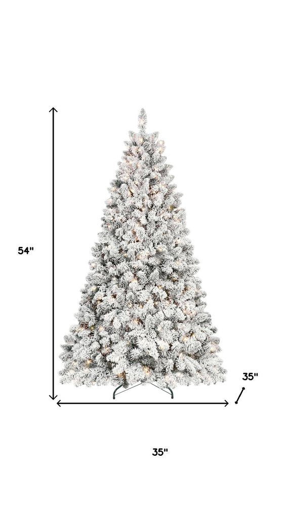 4' Pre Lit Full Flocked Spruce Christmas Tree