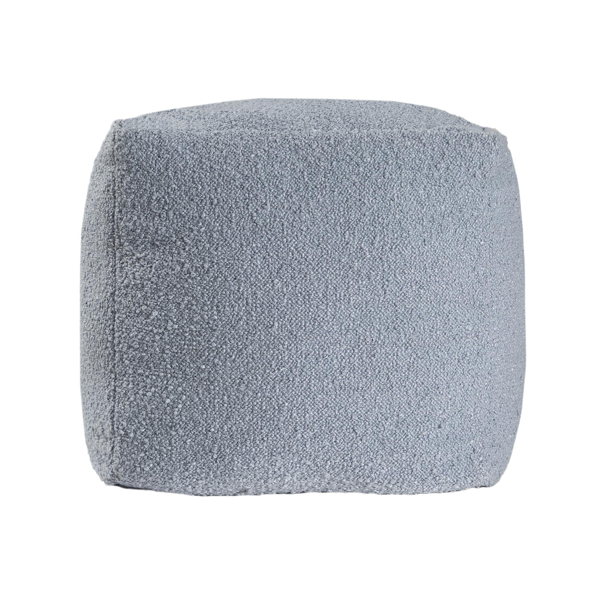 18" Blue Boucle Pouf Ottoman