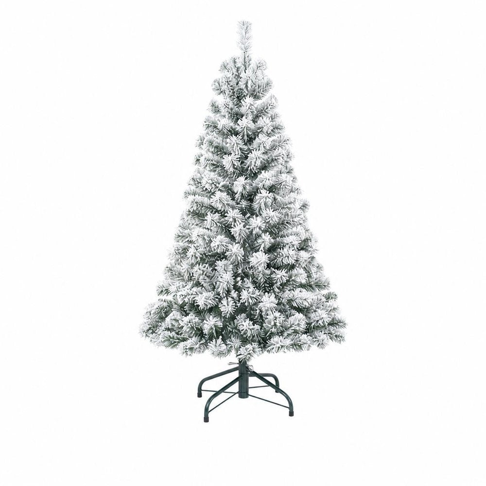 4' White Full Flocked Fir Christmas Tree With Decorations