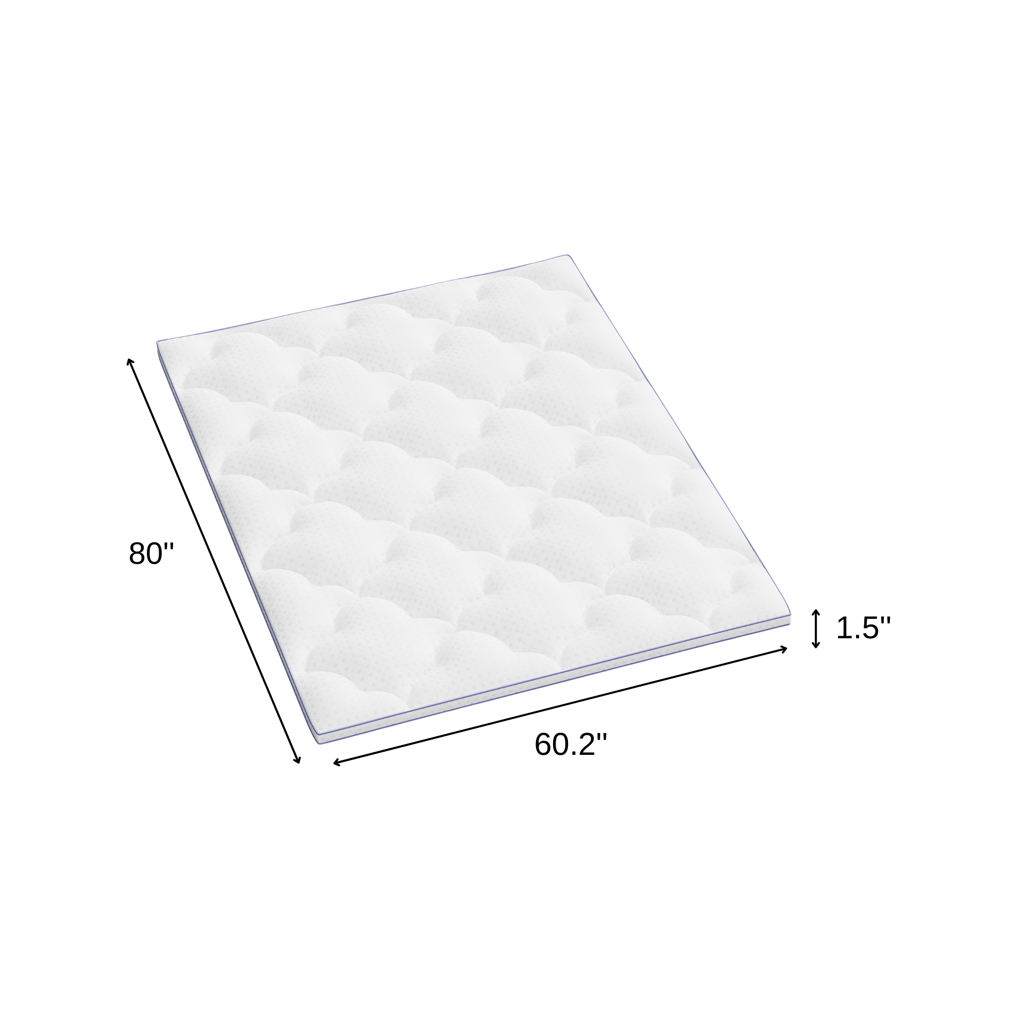 2" White Cotton Queen Mattress Topper