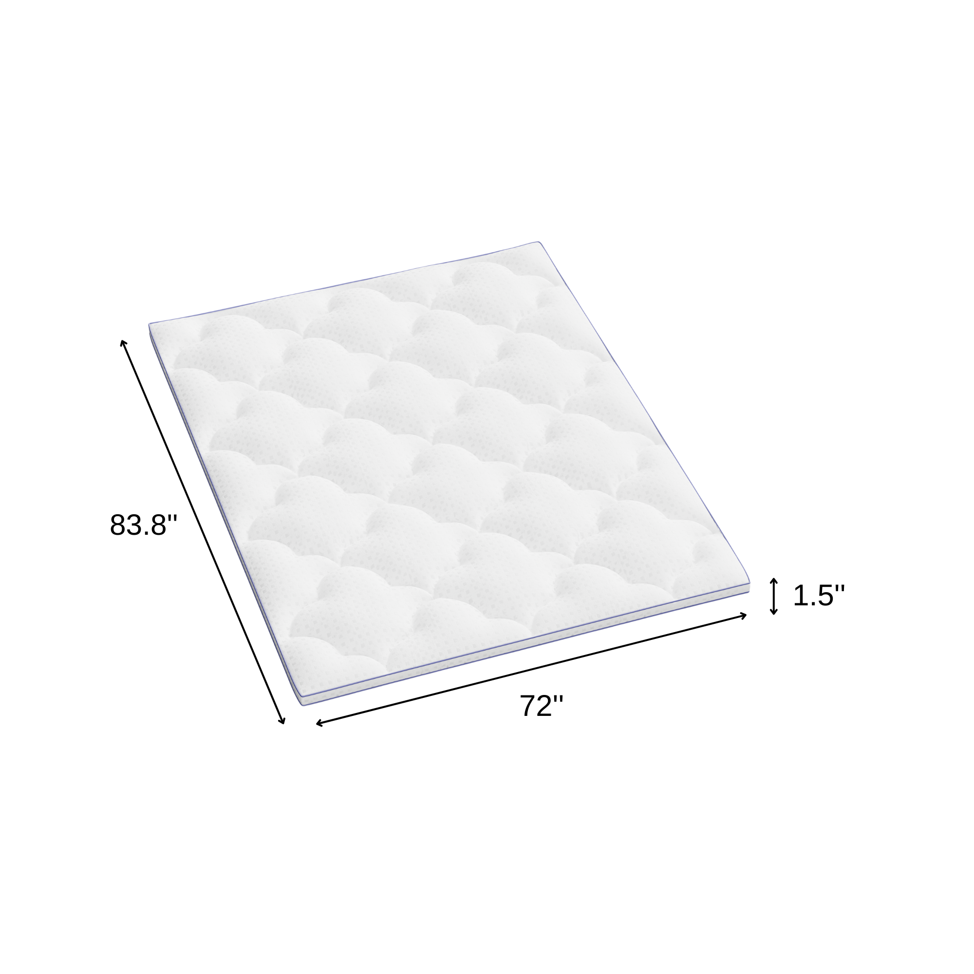 2" White Cotton California King Mattress Topper