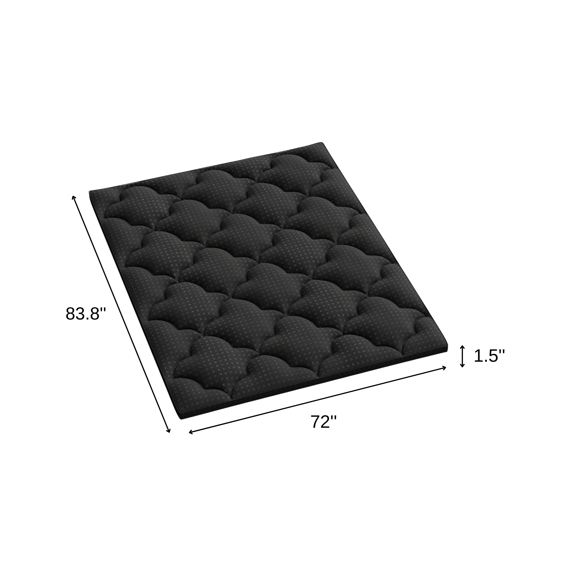 2" Black Cotton California King Mattress Topper