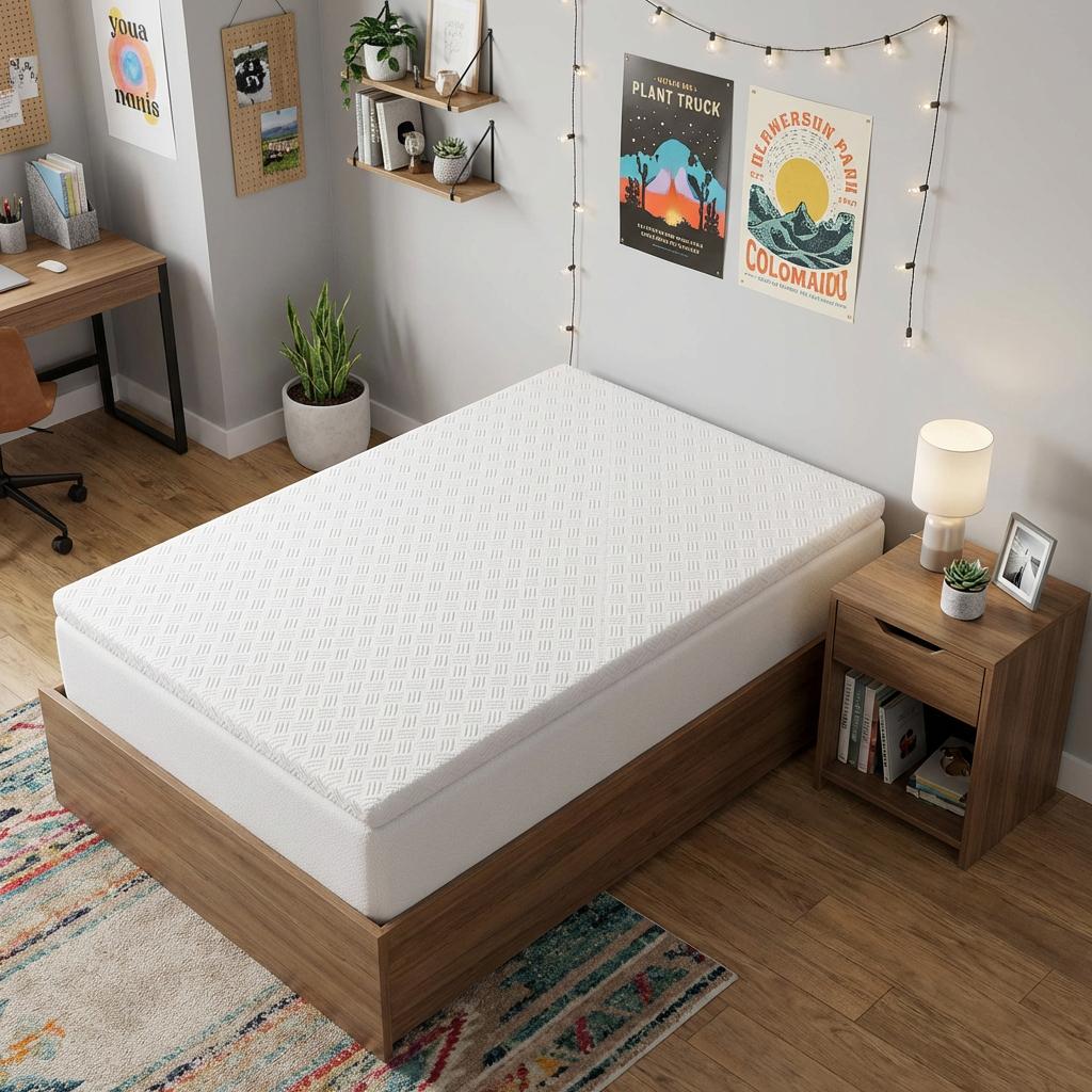 4" White Memory Foam Twin XL Mattress Topper