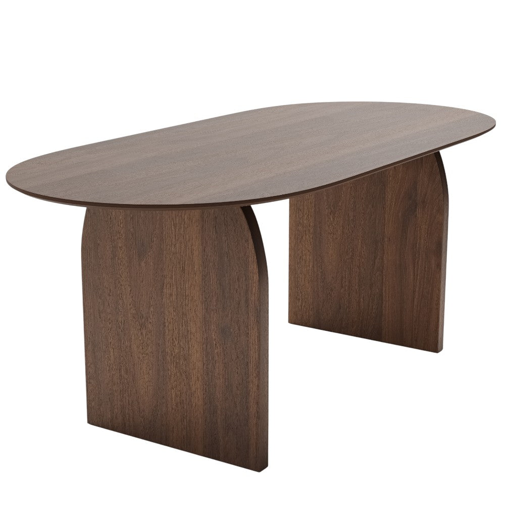 67" Walnut Solid Wood Double Pedestal Base Oval Dining Table